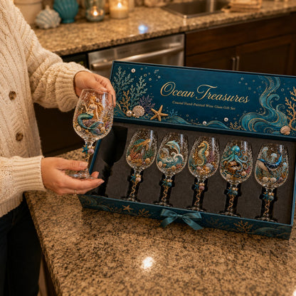 ⏳ Last Day 49% OFF – 🌊 3D Ocean Treasures Sculpted Glass Collection | Premium Clear Stemware with Raised Marine Figures, Shell & Pearl Details & Underwater-Inspired Accents ✨