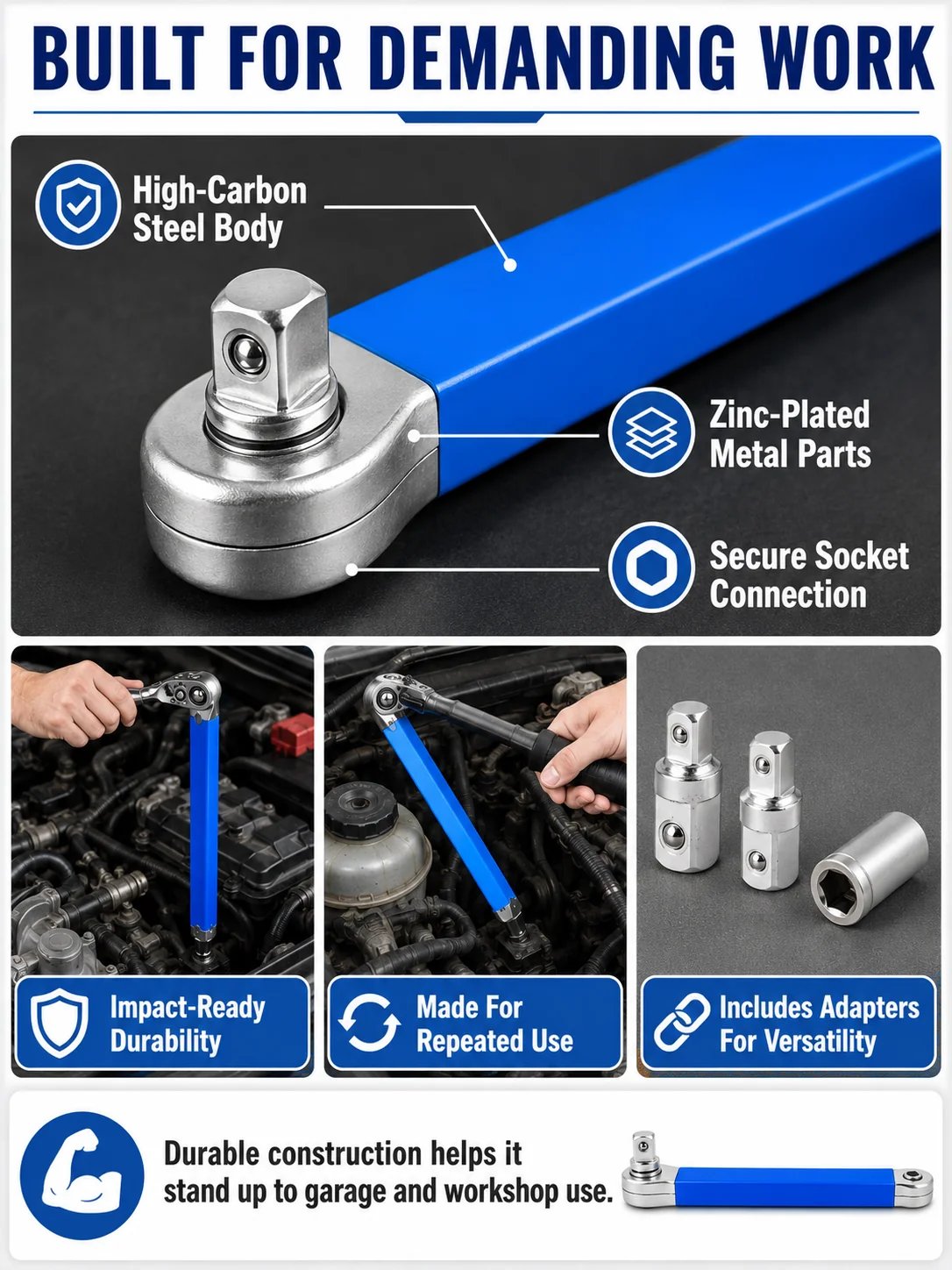 🎉🔧 Tool Deal ⚡ Impact-Ready Offset Wrench Extender with Universal Drive Adapters for Tight Spaces 🛠️