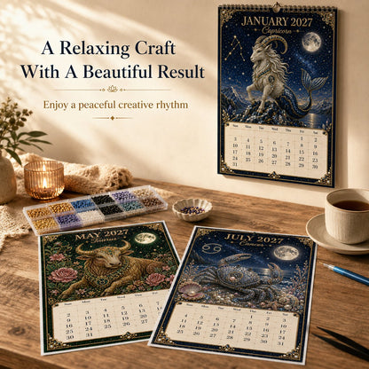 ⏳ Last Day 49% OFF – 🌙 Beginner-Friendly 2027 Twelve Zodiac Bead Art Calendar Kit | Complete Kit with Zodiac Design Base, Decorative Beads & Step-by-Step Guide Included 💕