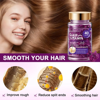 Hair Vitamin Capsules with Violet & Argan Oil for Frizz Control