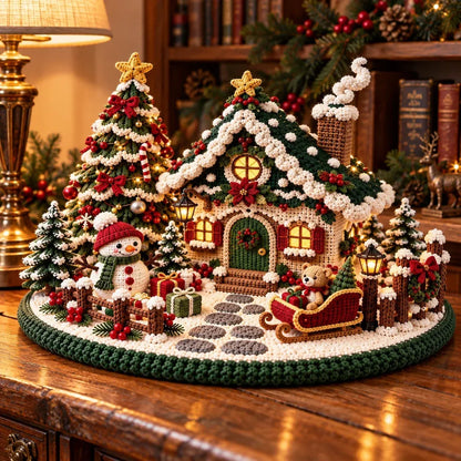 Crochet pattern for a festive winter village with a chalet – Amigurumi