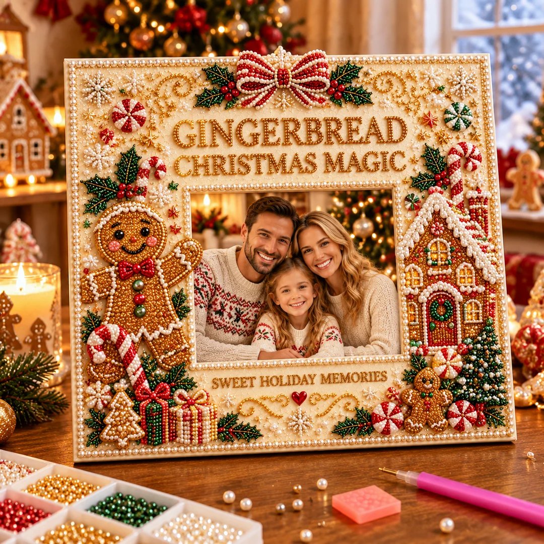 🎄 DIY Christmas Pearl & Rhinestone Photo Frame Kit | Beginner-Friendly Holiday Craft 💎