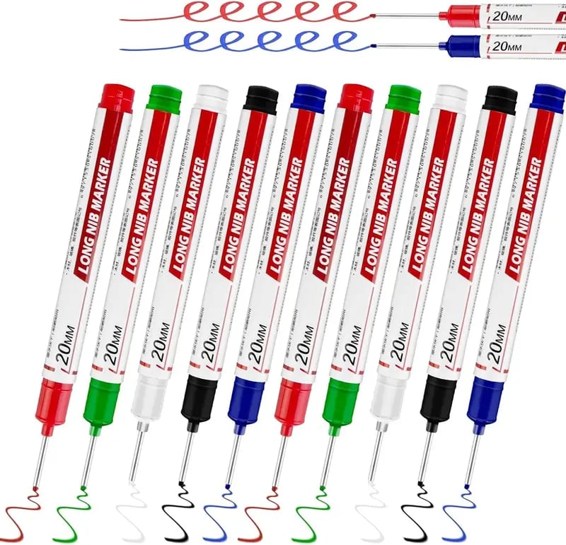 🖊️20mm Long Nib Deep Hole Marker | Waterproof Oil‑Based Pen for Construction & Woodworking💧