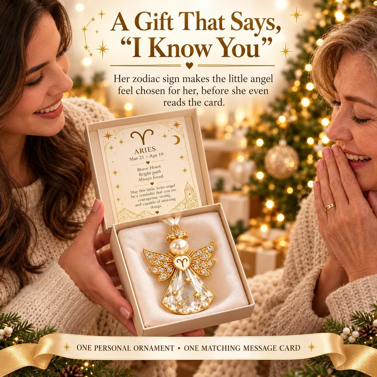 👼 Christmas Zodiac Guardian Angel Keepsake | 12 Signs with Jewel-Toned Designs & Meaningful Gift Cards ✨