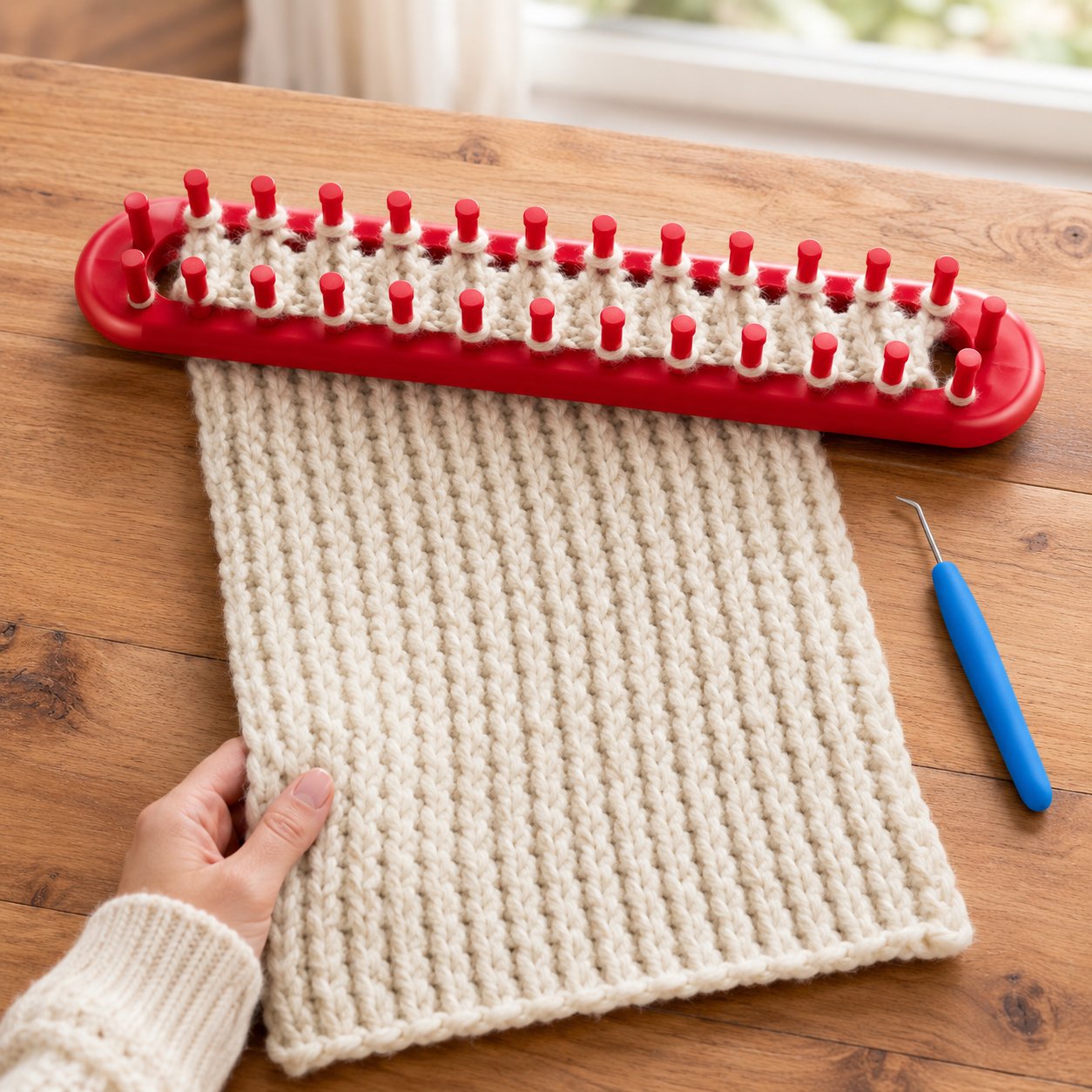 🧶 Beginner Long Knitting Loom Hook Set – Easy DIY Tool Kit for Scarves, Blankets & More