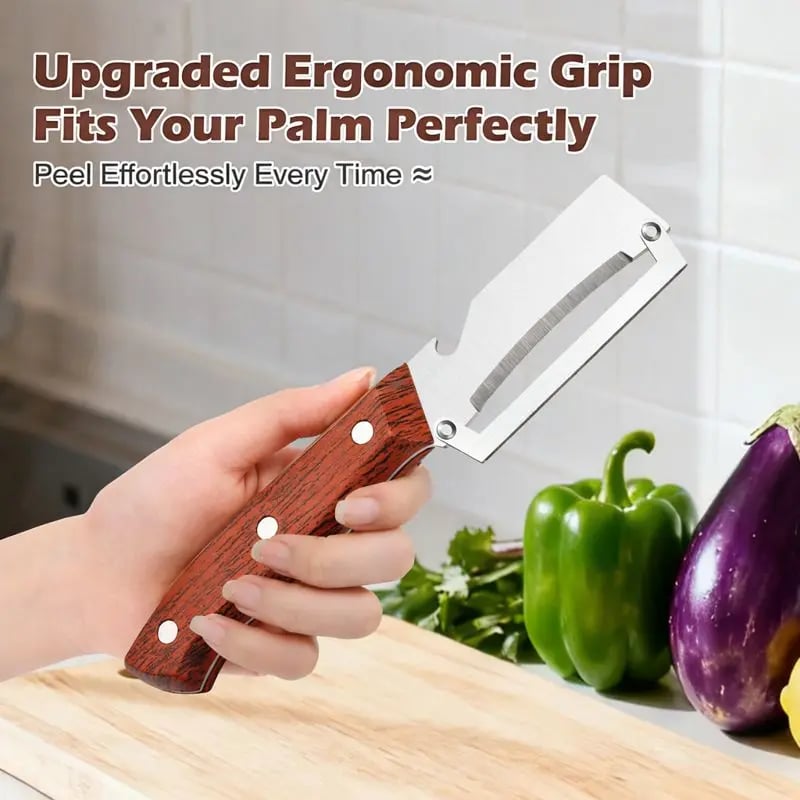 🔥Wooden-Handled Stainless Steel Sharp Peeler