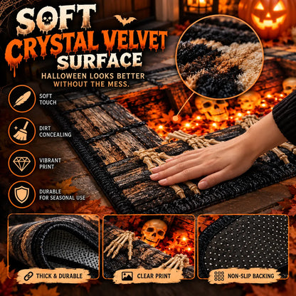 🔥LAST DAY 50% OFF💀Underground Crypt Skeleton Flame Ember Halloween Rug Decor✨