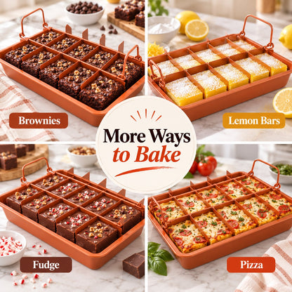 18-Cavity Nonstick Carbon Steel Brownie Pan with Removable Divider & Bottom