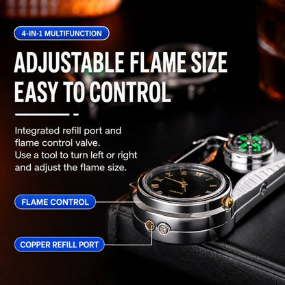 Multifunctional lighter with watch🔥 — — Watch/compass/keychain/bottle opener/cool lamp in one