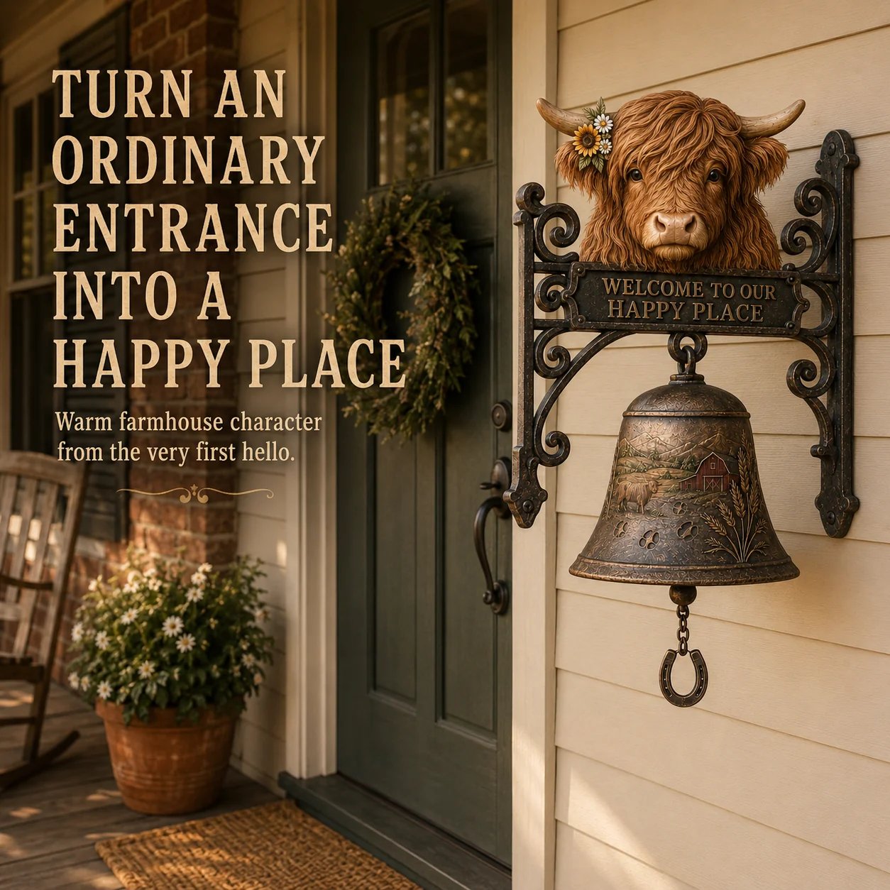🎉🎅 2026 Christmas Gift 50% Off--🐂Highland Cow Farmhouse Welcome Bell🔔