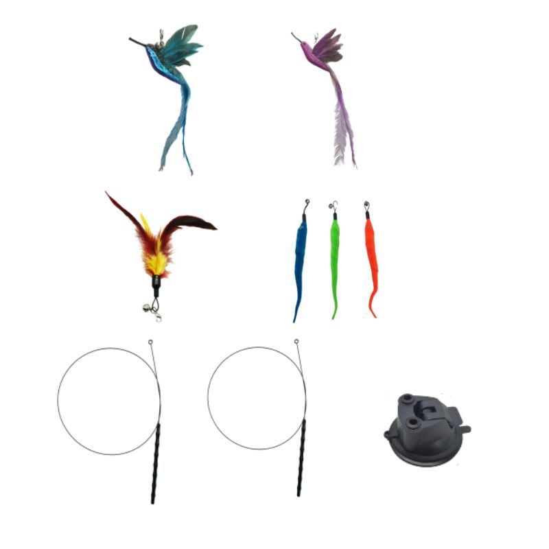LAST DAY PROMOTION SALE 49% OFF💖Cat Toy Wand Auto Interactive Toys for Indoor Cat 8 in 1 Hands-Free Natural Bird Feather Ball Toys