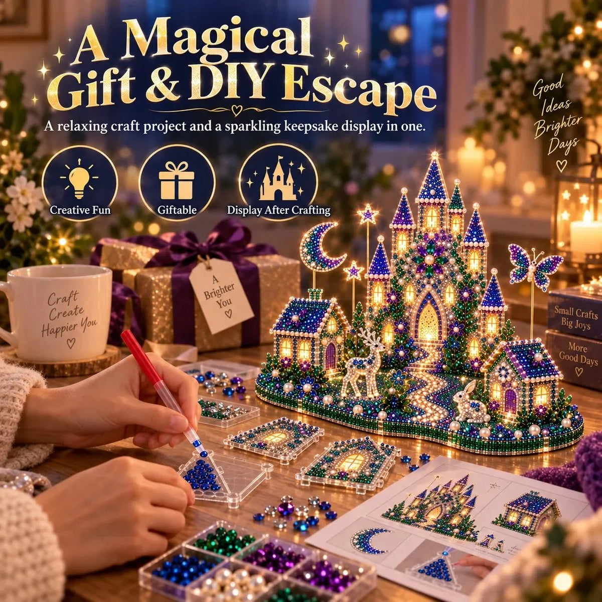 🎄🎃 3D DIY Diamond Art Village Kit – Christmas & Halloween Craft Decor