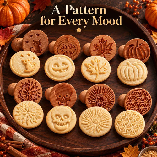 Patterned Wood Cookie Embosser | Seasonal Party & Gift Cookie Prep