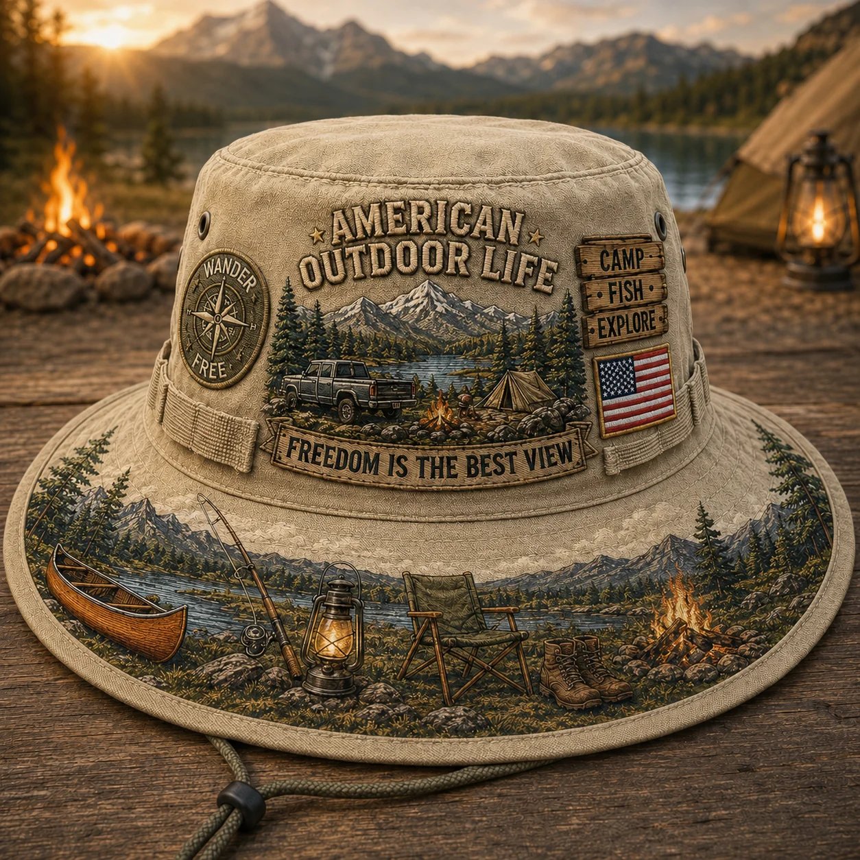 ☀️🚙American Outdoor Life Vintage Boonie Hat – Camp, Fish & Explore🎣