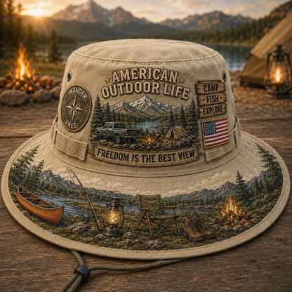 ☀️🚙American Outdoor Life Vintage Boonie Hat – Camp, Fish & Explore🎣