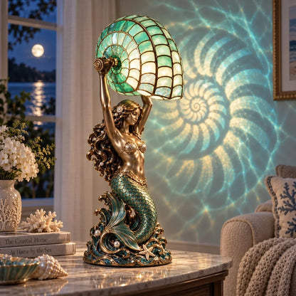 🧜‍♀️ Moon Tide Mermaid Nautilus Projection Lamp | Soft Ocean Glow & Spiral Wall Projection 🐚
