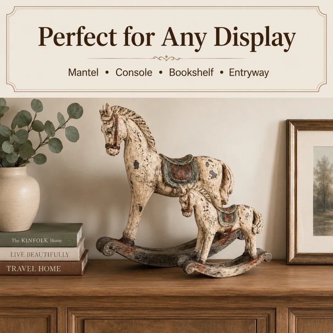 Vintage Distressed Rocking Horse Pair