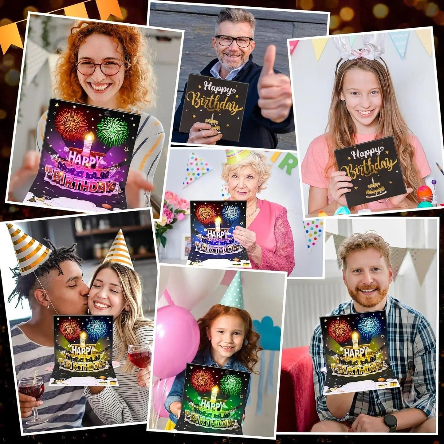 3D Birthday Pop-Up Card with Music, Firework Lights & Custom Age