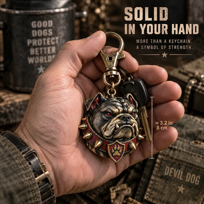 🐶 Devil Dog Guardian 3D-Style Metal Keychain – 50% OFF