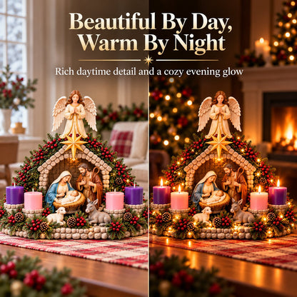Nativity Christmas Candle Centerpiece