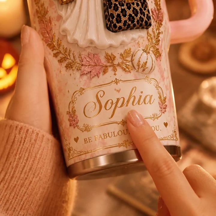 👻 Personalized Chic Spooky Leopard Ghost Halloween Tumbler