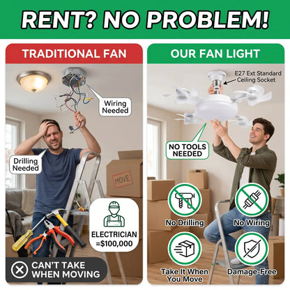 🔥2026 New E27 2-in-1 Fan Light | Silent Remote LED Cooling Combo
