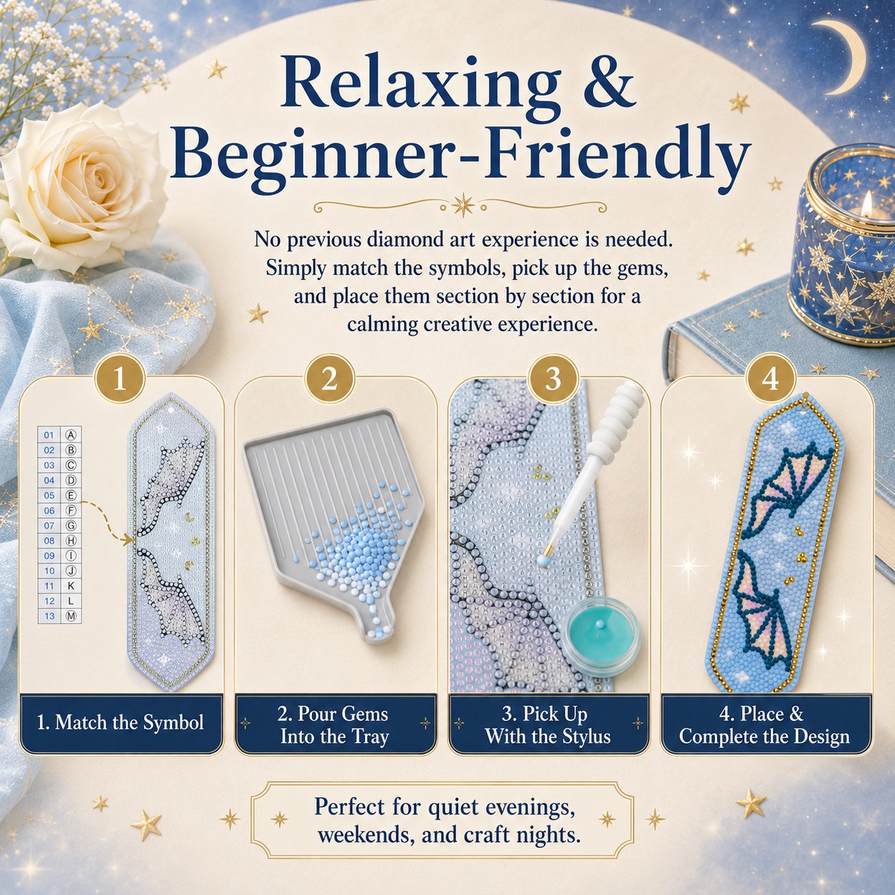 🔥LAST DAY 50% OFF-🌌Starlit Romance Diamond Art Bookmark Kit
