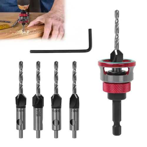 Adjustable Countersink Drill Bit Depth Stop Kit  | 4-Flute Wood Drilling Bits