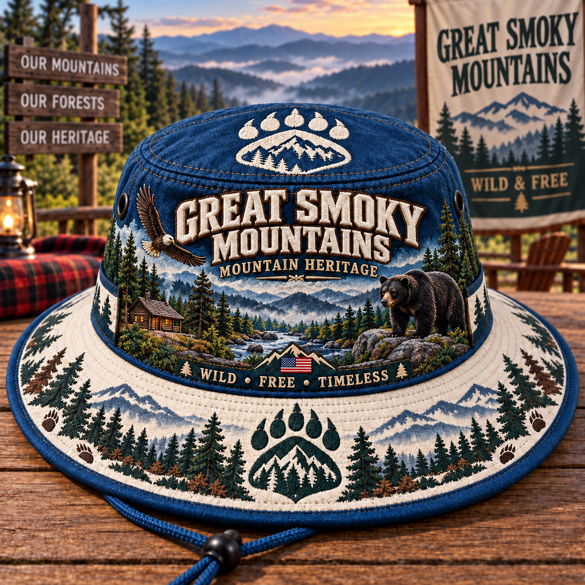 🐻🌲 Great Smoky Mountains Heritage Boonie Hat — Wild, Free & Timeless