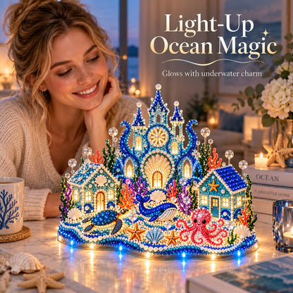 🌊 Glowing Underwater Village 3D Diamond Painting Kit – Make Your Own Light-Up Ocean Castle