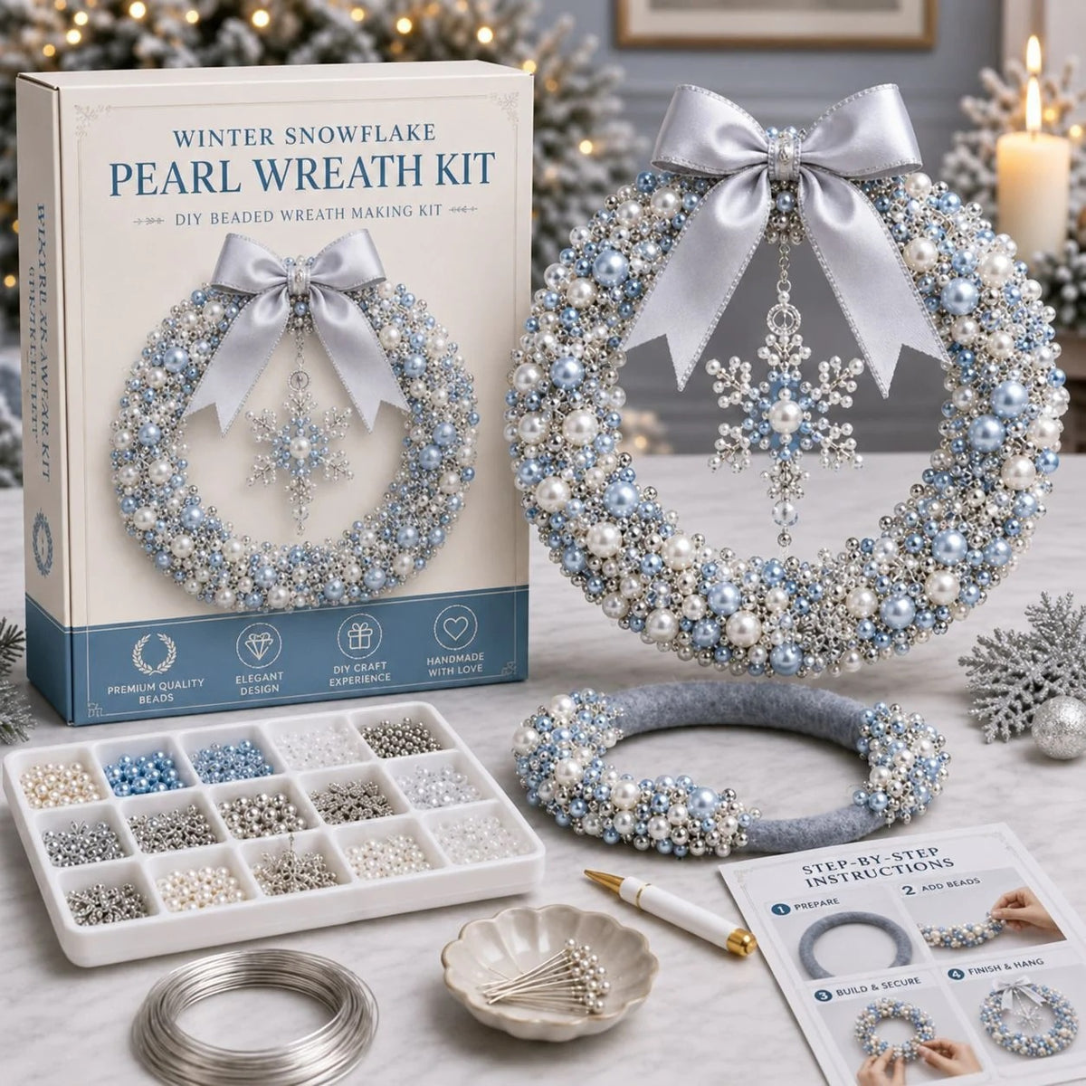 🎄✨ Plymagic DIY Christmas Wreath Pearl Art Kit🎁