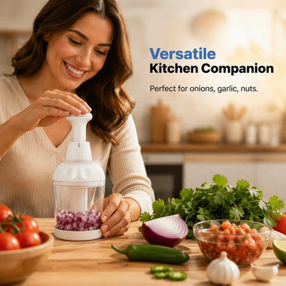 Manual Food Chopper with Rotating Stainless Steel Blade