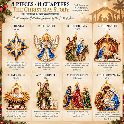 ✝️ Beginner-Friendly DIY Nativity Diamond Art Ornament Kit – Make the Christmas Story (8 Pieces)
