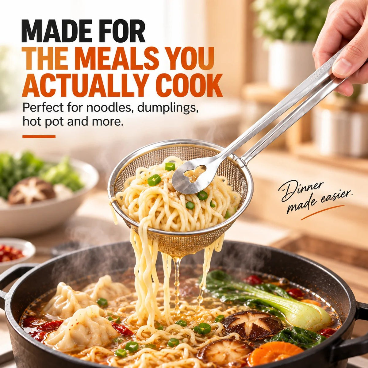 🔥 2pack-2-in-1 Stainless Steel Strainer Tongs – Grab, Drain & Serve with One Tool