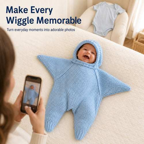 🔥HOT SALE🔥⭐Baby Starfish Knitted Romper – Cute Hooded One