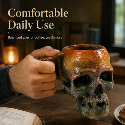 💀Gothic Sunfire Skull Handmade Ceramic Mug