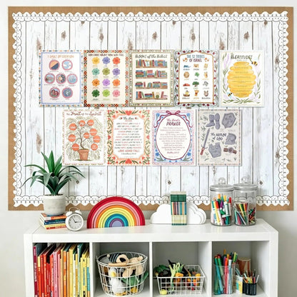 ✝️15 Pack Hand-Drawn Kids Bible Posters 📜 | Sunday School Homeschool Decor | 🙏NIV Bible Translation