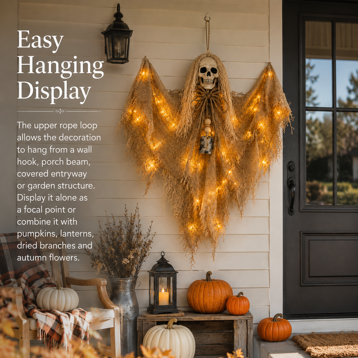 Lighted Winged Skeleton Ghost Halloween Décor