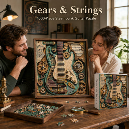 🎸 Gears & Strings 1000-Piece Steampunk Guitar Puzzle ⚙️✨