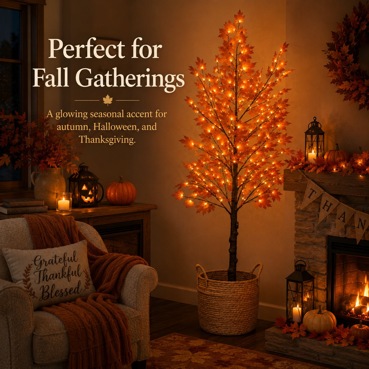 Lighted Autumn Maple Tree