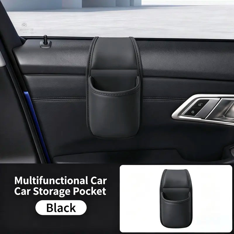 💥Huge Savings 49% OFF｜Leather Car Door Side Storage Pocket, Double‑Layer Organizer with Flannel Lining