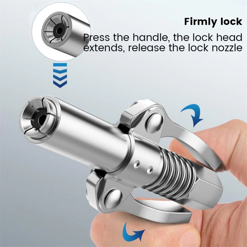 🔥HOT SALE🔥Strong Lock on Grease Couplers with Spring Flex Hose