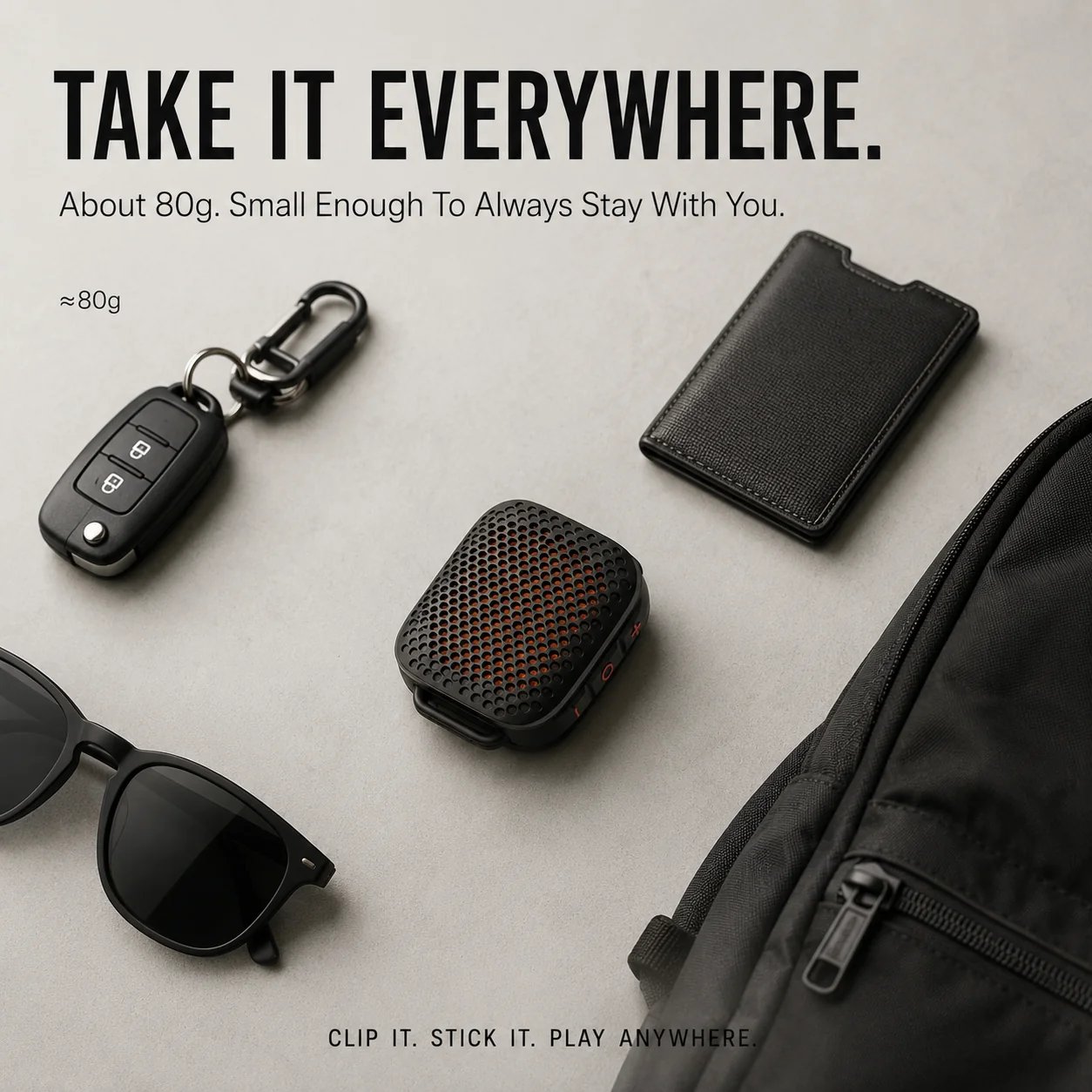 🔊 Magnetic Clip-On Bluetooth Speaker – IPX7 Waterproof, TWS Stereo & Ultra-Light 80g Wearable Design