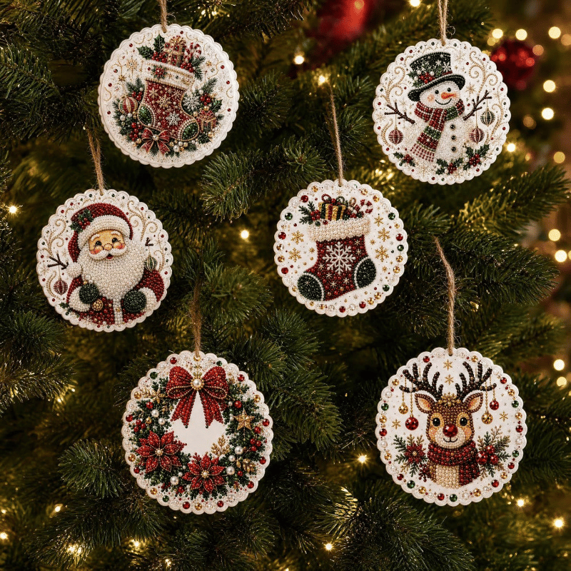 🔥Only $9.99 Last Day Promotion!🎄Christmas DIY Diamond Painting Ornaments Kit (6 PCS)🎅