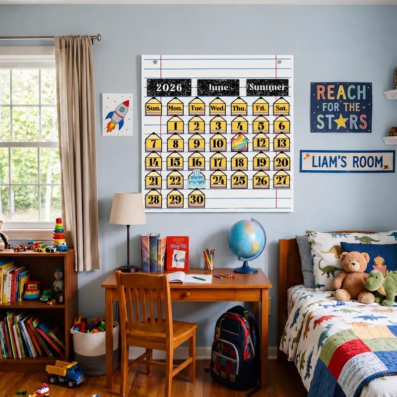📅Back to School 2026-2028 Classroom Pencil Calendar Pocket Chart | 82 Educational Activity Cards🖍️
