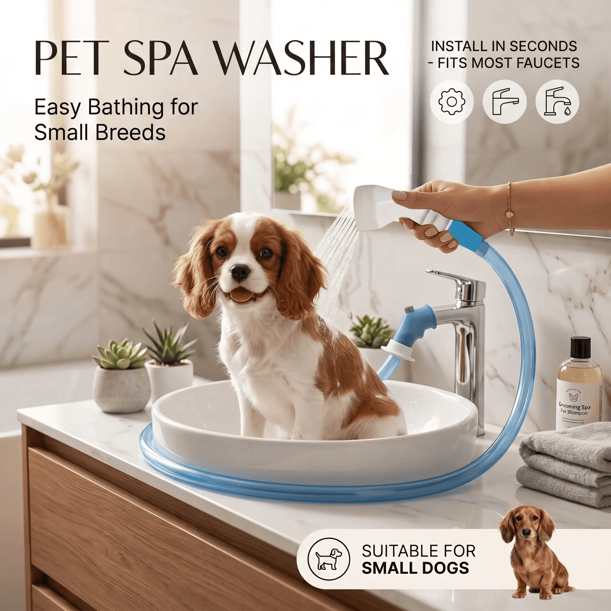 Slip-On Bathtub Faucet Sprayer Attachment, 5 Foot Hose