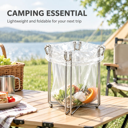 Easy to Disposal, Just Hook the Trash Bag, Foldable 304 Stainless Steel Trash Bag Holder🗑️ - image 2