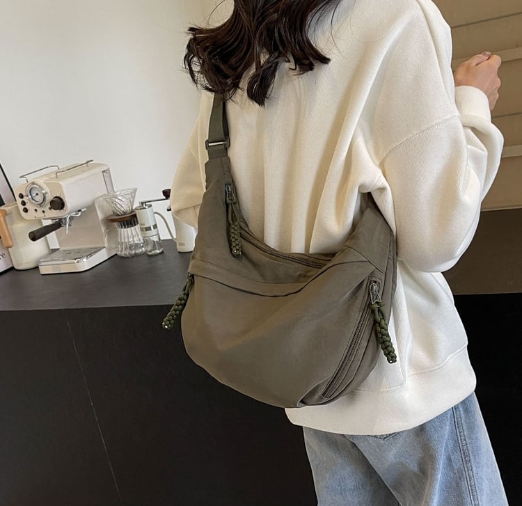 🏆5k sold this week!🔥Designer Direct Sales👜Women's Fashion Plain Color Nylon Crossbody Hobo Bag