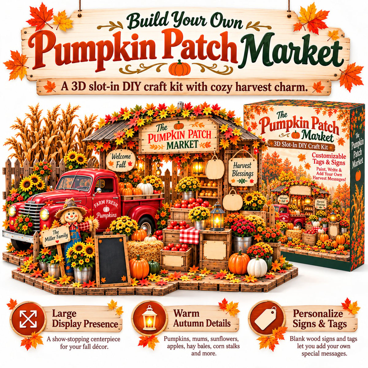 🍂 Pumpkin Patch Market 3D Slot-In DIY Craft Kit