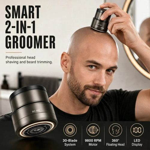 2-in-1 Smart Electric Bald Head Shaver and Beard Trimmer